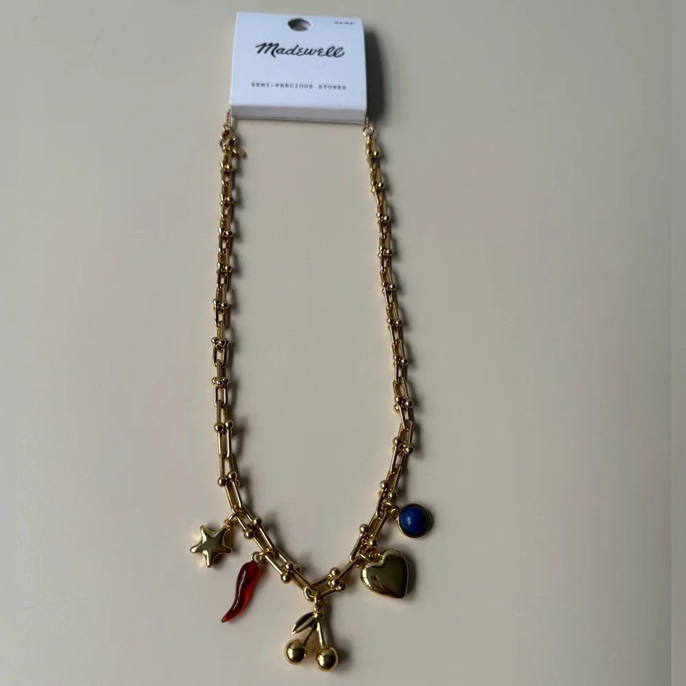 NWT Madewell Semiprecious U-Link Charm Necklace - Picture 4 of 8